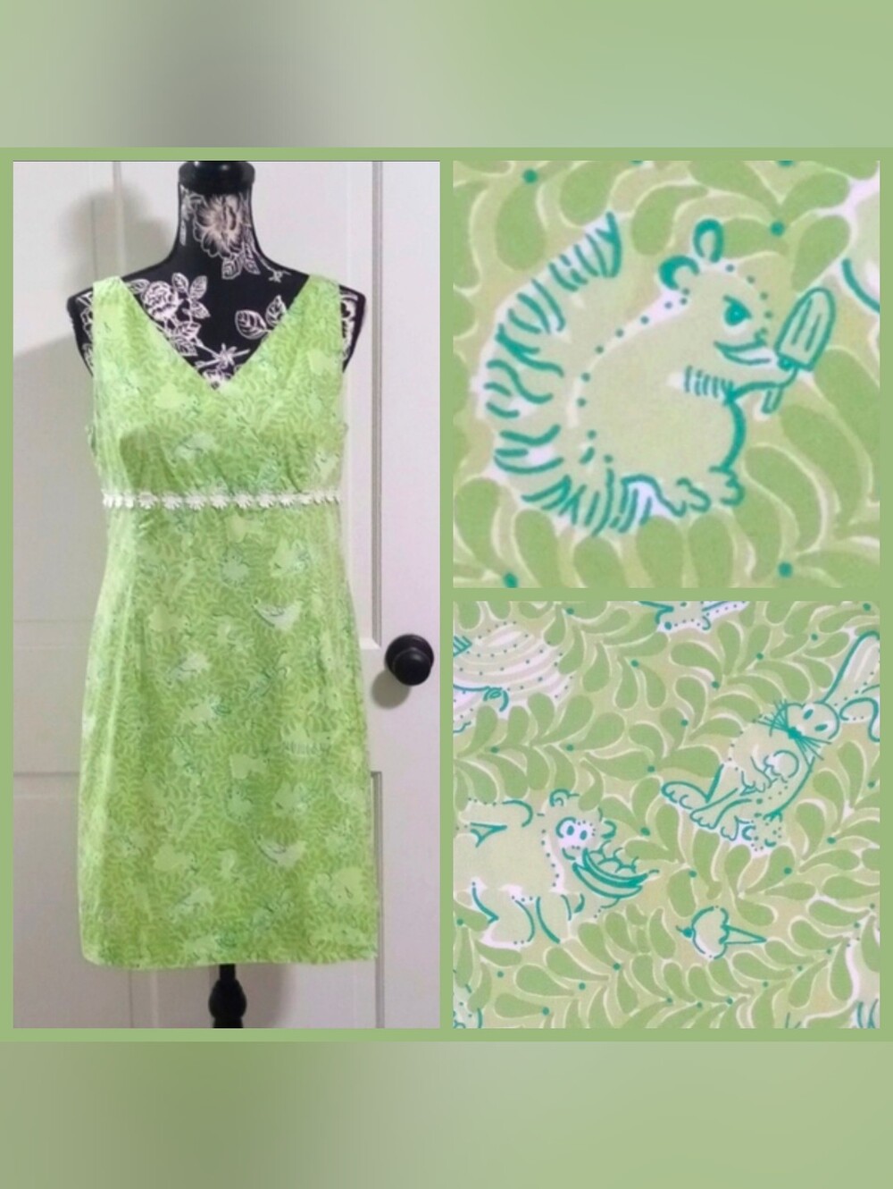 🌿VTG/VERY RARE Lilly Pulitzer🌿 - "Green's" Zoo Animals Shift Dress